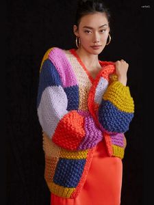 Tricots pour femmes dames imprimé floral crochet tricot cardigan femmes évider manches longues pull femme élégante veste d'automne recadrée