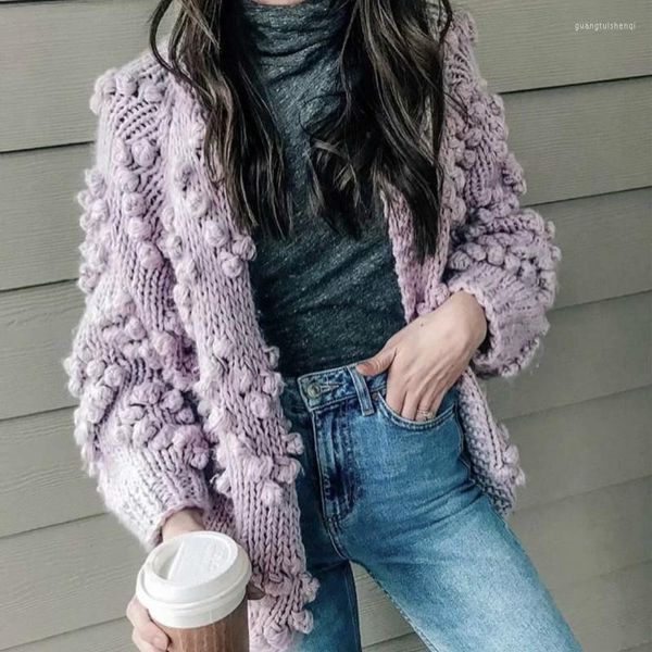 Suéter tejido a ganchillo con flores perezosas para mujer
