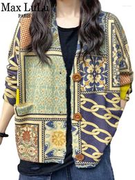 Tejidos para mujer Max LuLu 2024, moda de invierno, ropa cálida para mujer, suéteres sueltos con estampado de lujo para mujer, estilo informal Harajuku tejido