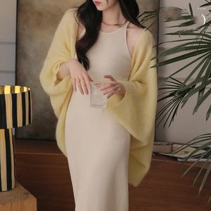 Damesgebreid Miiiix Koreaanse mode mohairwol gebogen vest met gebreide trui voor herfsttop vrouwelijke kleding
