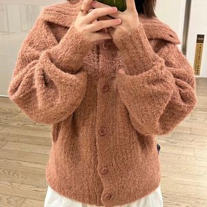 Damesbreien Niche Design Fashionable Rapel Alpaca Blend Knusted Cardigan