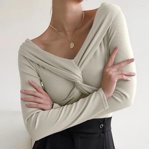 Tricots pour femmes, tricots à épaules dénudées avec col unique en automne et en hiver