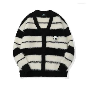 Tricots pour femmes Panda Sweater en vrac Femme Femme automne automne V-Neck Single Poit
