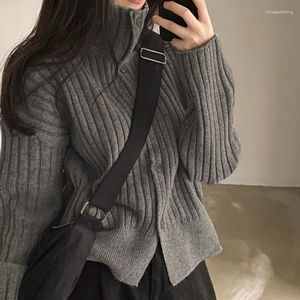 Tricots pour femmes Pull Femme Mode coréenne Gris Cardigan Feminino Veste tricotée Y2k 2024 Pulls pour femmes Tops surdimensionnés Sueter Mujer