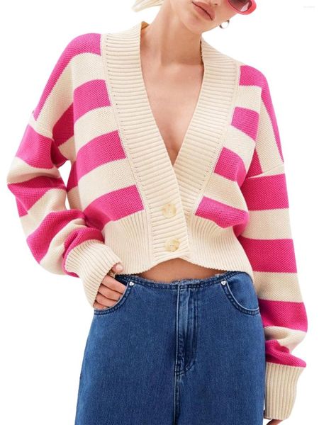 Cárdigan de punto de Color sólido para mujer SCEINRET, suéter de manga larga con botones delanteros abiertos, abrigo corto suave