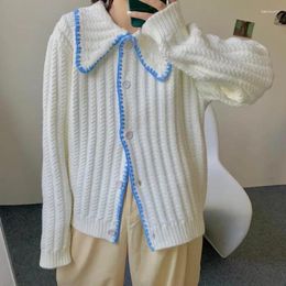 Collier carré de tricots pour femmes 2024 Pull de cardigan automne Couleur en spirale correspondant à design indépendant Aesthésie des femmes