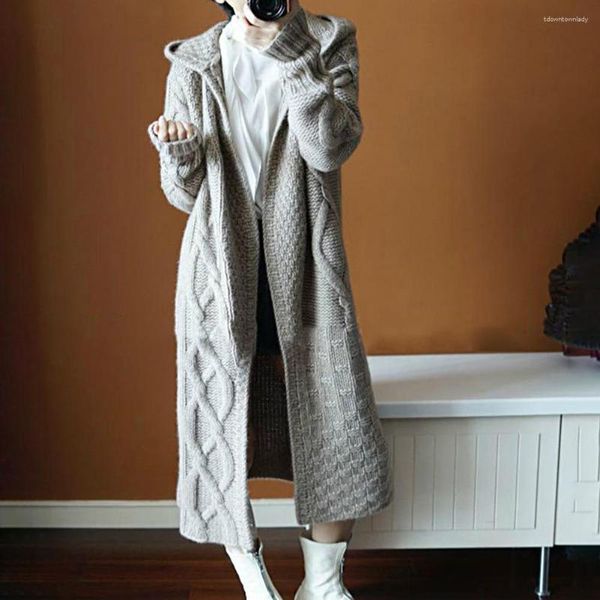 Veste tricotée élégante pour femmes, motif torsadé, tricot Super doux, Cardigan tricoté résistant au froid
