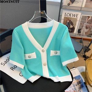 Tricots de tricots féminins Vintage Slim Sweater Cardigan Tops Fashion Elegant Elegant Fashion Dames Courte en V V V