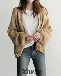 Femmes tricots pull Cardigan 2024 coréen lâche femmes manteau solide vêtement d'extérieur en tricot femme décontracté point ouvert Xnxee
