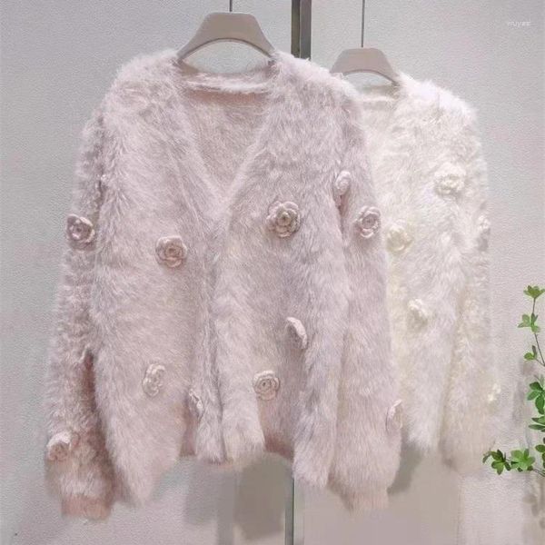 Sweater Women's Knits Women Fomen Outumn and Winter Blusa suelta Fit Blusa de Frio Feminina V Neck de gran tamaño