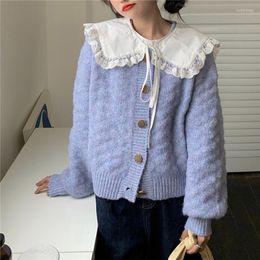 Tricots pour femmes Doux Solide Tricoté Cardigan Femmes Laid Noël Pull Manteau Vintage Lâche Patchwork Style Japonais Coréen 2022 Femmes