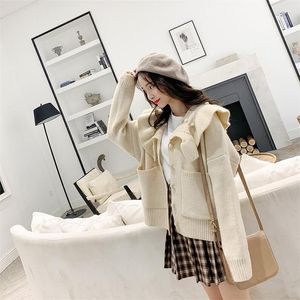 Women's Knits Sweet Winter Autumn Loose Cardigan Coat Women Retro Jacket Korean Knitting Sweater Cardigans Jumper Elegant Tops Orange Green