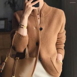 Tricots pour femmes Tailor Sheep Tricoting Cardigan Cashmere Wool Pull à manches longues à moitié hautes colsolides