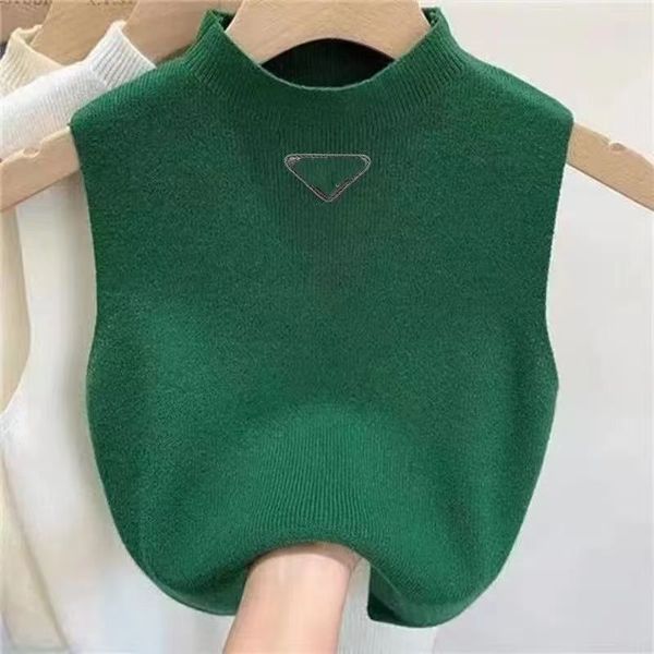 Tricots pour femmes DébardeursVêtements d'été Pull sans manches en tricot rétro Qualité classique Très élastique Bande horizontale Haute élasticité Ajustement serré Mince léger