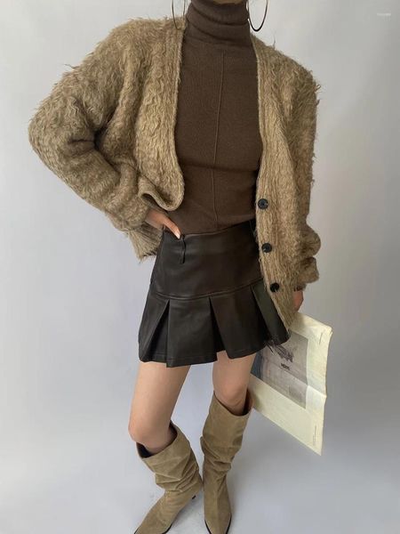 Femmes tricots gland fourrure vêtements Cardigan manteau élégant Style ralenti lâche minceur coréen col en v pull d'extérieur laine régulière