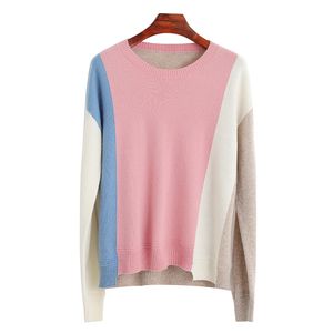 Damesbreien T -stukken 100 pure wollen trui vrouwen kasjmier pullover kleur matching breier body bodem met warm los shirt plus maat 221007