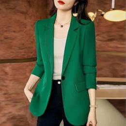 Femmes tricots t-shirts 2023 vert Blazer formel manteau femme à manches longues simple bouton bureau dames vêtements de travail 231016