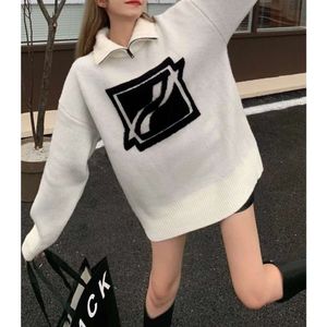 Tricot de tricots féminins anti-pileling grand carré à moitié zip haut de cou challe de laine noir noir off blanc kaki vert