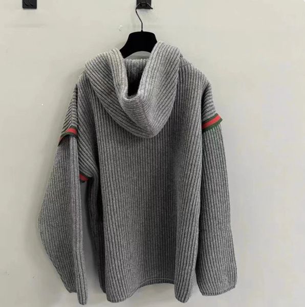 Femmes tricots t-shirts automne hiver classique couleur bloc laine tricot cardigan pull pour femmes avec capuche fermeture éclair et extérieur décontracté 231120