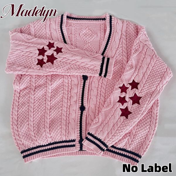 T-shirts en tricot pour femmes Automne Hiver Cardigan en édition limitée Pull en tricot rose avec étoile brodée Cardigans pour femmes Tay Warm Lor Pulls à col en V 230803