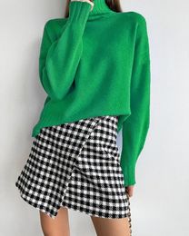 Damen-Strick-T-Shirts, Herbst-Winter-Rollkragenpullover, Pullover für Damen, grüne Strickpullover, Pullover für Damen, weicher, weißer Basic-Pullover 231023