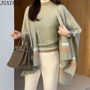 Damesbreien Tees Chic Autumn Winter Knust Cardigan 2 -delige set Dames Batwing Sleeve losse mantel Sjawr Sweater Sweater Veaterkand Stand Kraagpullover Tops 230324