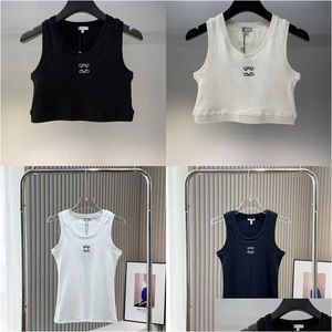 Damesbreien T -stukken T -crated top t shirts dames tank designer borduurwerk mouwloze ademende gebreide plevers dames sport tops d dhy8w