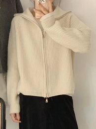 Damesbreien T -stukken Deeptown Casual gebreide Cardigan Sweater Autumn Vintage Zip omhoog Solid Loose Long Sleeve Tops Knitwear Chic Kpop 230206