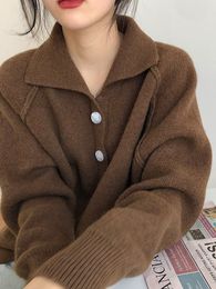 Mujeres Knits Tees Deeptown Vintage Knitted Cardigan Mujeres Moda coreana Suéter de gran tamaño Elegante suelta Casual Todo-fósforo Manga larga Tops Chaqueta 230302