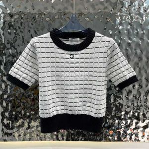 Tricots pour femmes Tees Designer FW T-shirt Pull Tops avec broderie Jacquard Lettre Imprimer Piste Skim Crop Top Chemise Haut de gamme 60R7