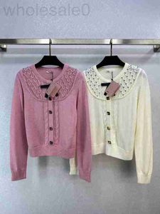 Tricots pour femmes Tees Designer Automne et hiver Nouveau Miu Nanyou Gaoding Sweet College Style Bow Col Rond Diamants À Carreaux Polyvalent Cardigan Tricoté G7FA