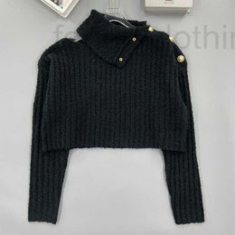 Knits de mujeres TEES Diseñador Mann High Collar Off Swein de manga larga suéter de punto corto