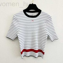 T-t-t-t-t-t-t-t-t-shirt concepteur printemps / été nouveau produit zhou xun même haut à manches courtes rayées pour les femmes 1nhc