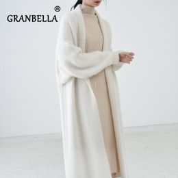 Damesbreien T -stukken Europese luxe Long Faux Mink Fur Cardigans Xlong Fall Winter Sweaters Oversize Coats Wholesale Pull 230413