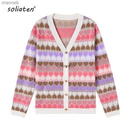 Damesbreien T-shirts Fall Winter 2023 Women Cardigan Vintage Elegante luxe handgemaakt borduurwerk Mori Girls zoet gebreide wollen trui Cardigan C-173 HKD230821