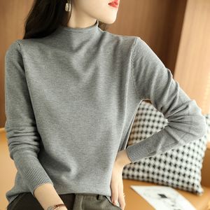 Damesbreien Tees halfhigh nek dames truef vrouwelijke wollen trui dikke herfst winter Koreaans gebreide bodem shirt slanke warme trui 221007