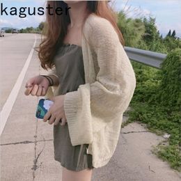 Damesbreien T Tees Kaguster gebreide vest vrouwen plus maat zomer Cardigan trui losse holle jas Kardigan Sweter Cardigans Koreaanse top 220929