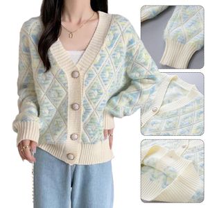 Puntos de mujer Tees Coreano Elegante Cardigan de punto Suéter Abrigo Mujeres Botones de cachemira Sueltos Otoño Invierno Sweet Grils Tops casuales 230921