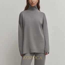 Dames Knits Tees Kozoca Trui Dames Herfst Winter Los Casual Dikke Zachte Trui Vrouwelijke Jumper Warm Gebreide Coltrui Mode Truien 231018