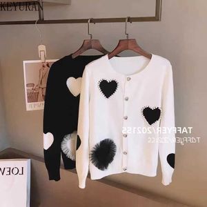Women's Knits Tees Love perles tricoté Cardigan femmes pull manteau 2022 automne Vintage col rond manches longues tricots hauts Sueter Mujer Y2k Traf T221012