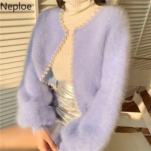 Dames Knits Tees NEPOE CARDIGAN Dames Vintage Dikte Gebreide Mohair Sweater Jas Sweat Beading Pearl Button Suwer Tops 2021 Herfst Clot