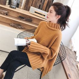 Damesbreien T -stukken Oloey Turtleneck trui dames pullover hoge elasticiteit gebreide geribbelde jumper herfst winter basale vrouwelijke trui truien dames 221007