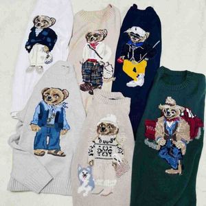 Tricot de tricots féminins original 23 ans automne / hiver coton industrie lourde petite ours rond