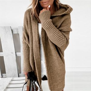 Damesbreien T-stukken S-XL 11colors Midden-lengte losse batwing mouw Hooded Cardigan Soft Warm Sheep Wool Autumn Winnter Women Sweaters 220919