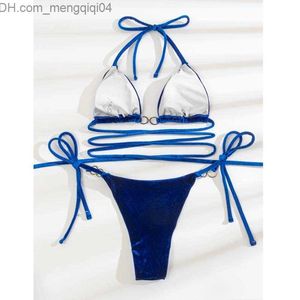 2023 nouveau maillot de bain deux pièces solide maillot de bain deux pièces Criss Cross maillot de bain femme Biquini costume de plage Z230717