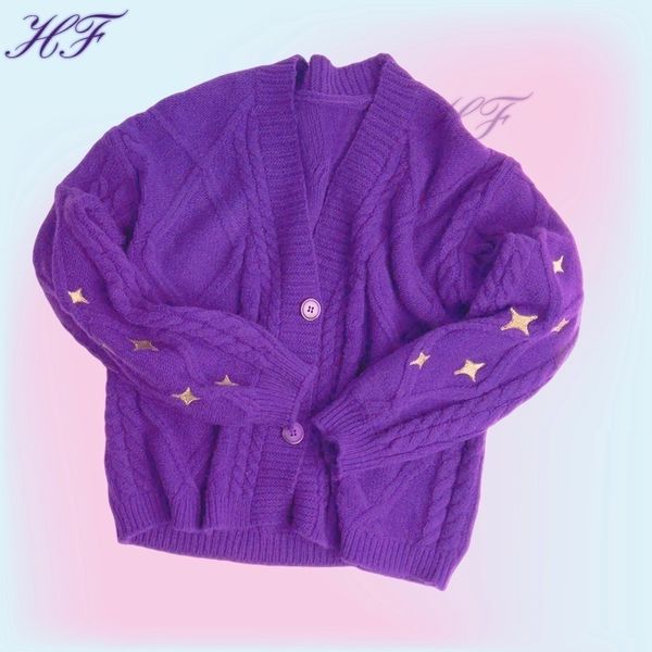 Tricots pour femmes Tees Speak Style Now Cardigan violet Femmes Hiver Tay Star Cardigan brodé Lor Pull tricoté Automne Swif T Y2K Cardigan 230911