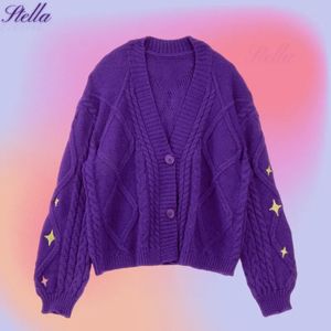 Puntos para mujer Camisetas Invierno Tay Mujer Estrella Bordada Cardigan Lor Suéter de punto Swif T Beige Cardigan Tops Fall Speak Style Now Purple Cardigan 231016