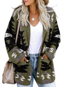 Tricots Femmes Tees Femmes Boho Cardigan Aztèque Ouvert Avant Lâche Slouchy Pulls Tribal À Manches Longues Tricoté Veste De Noël Manteau 230920