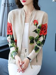 Damesbreien T -stukken Yisu Sweater Cardigan Women Herfst winter oneck jas ritssluiting los