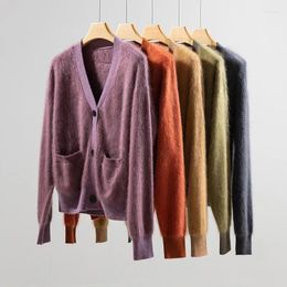 Cardigan en cachemire à manches longues pour femme, tricot haut de gamme, mode, col en v, Slim, élégant, dame, veste à simple boutonnage, pull